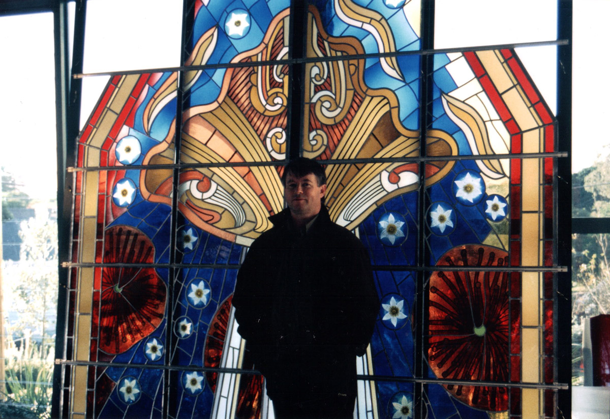 Nigel with Holy Trinity Cathedral Window