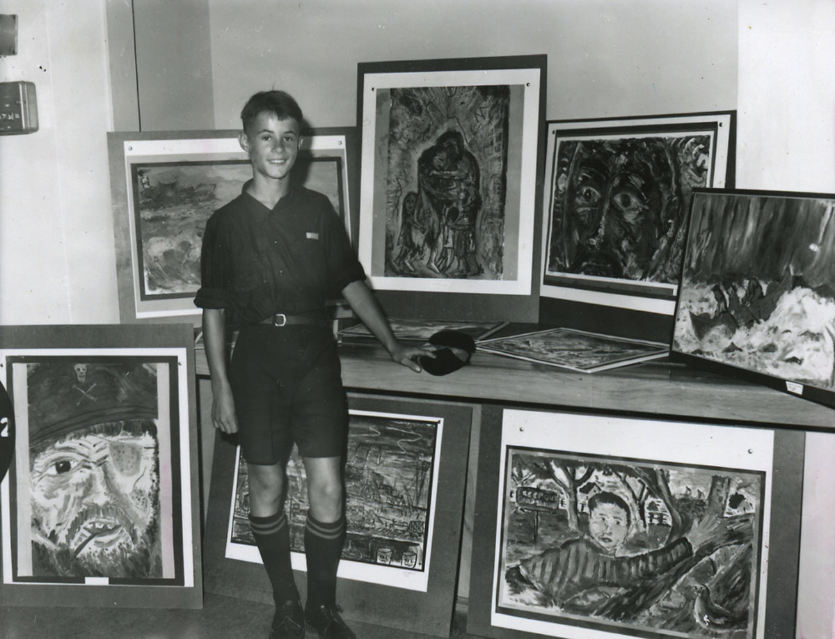 Nigel with paintings at Tauranga Public Gallery Exhibition