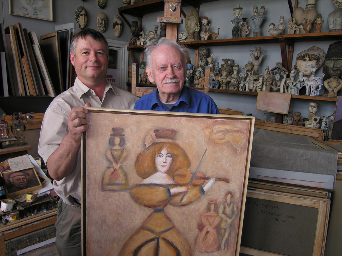 Nigel with Evgeny Rastorguev in his studio